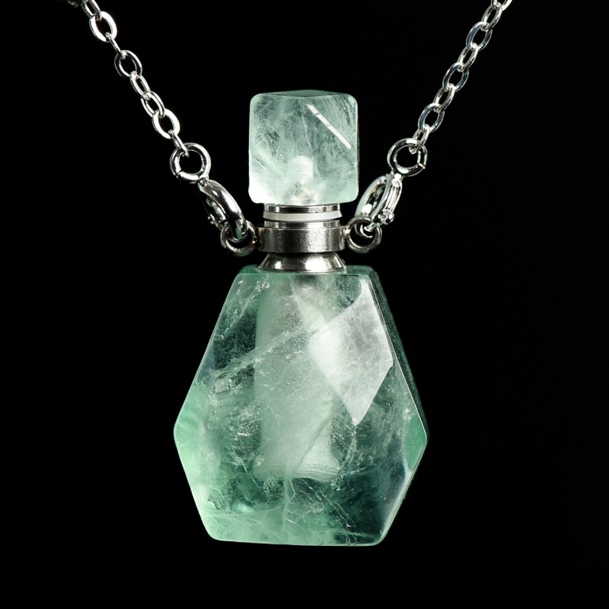 Crystal Natural Stone Perfume Bottle Pendant Necklace